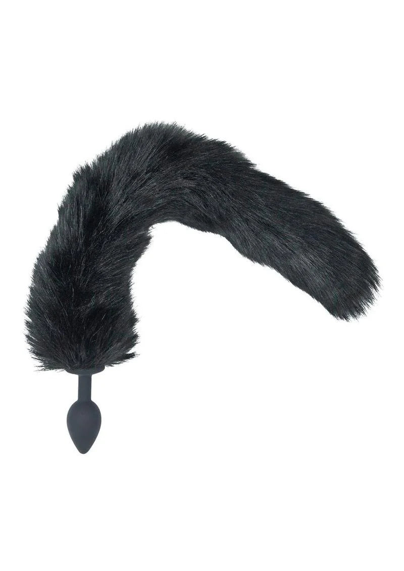 Foxy Silicone Tail Butt Plug-Black