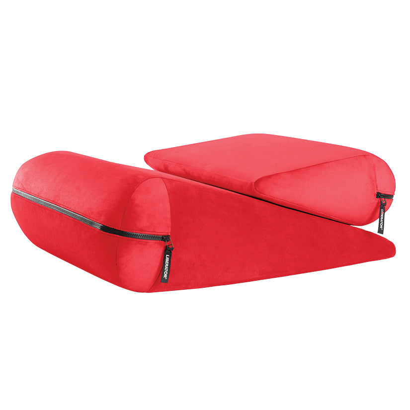 Liberator Jaz Duet Premium High Density Firm Foam Positioning Sex Pillow Set - Lush Microvelvet Red