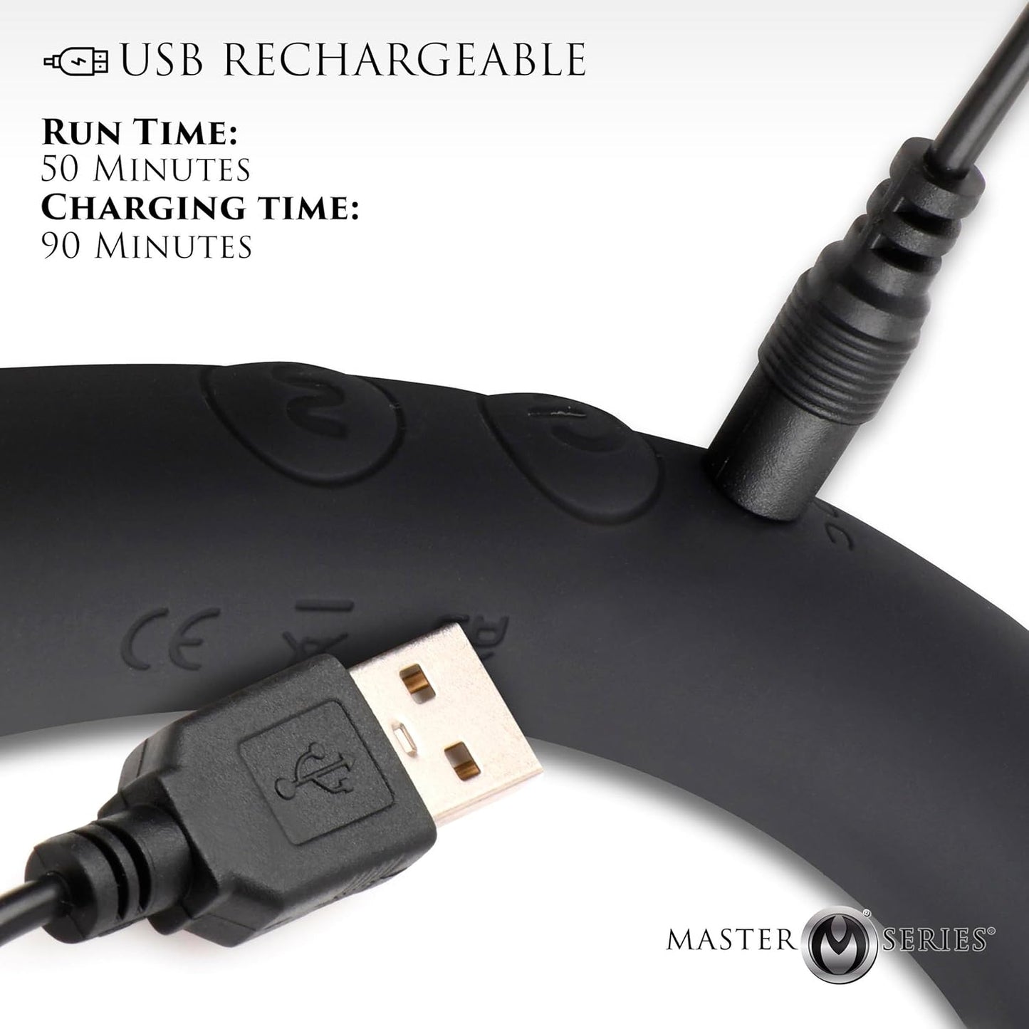 Master Series 10X Vibra-Crescent-Black Double Ended Vibrator