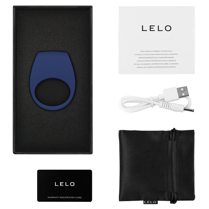 Lelo Tor 3-Base Blue Rechargeable Cockring With APP Control