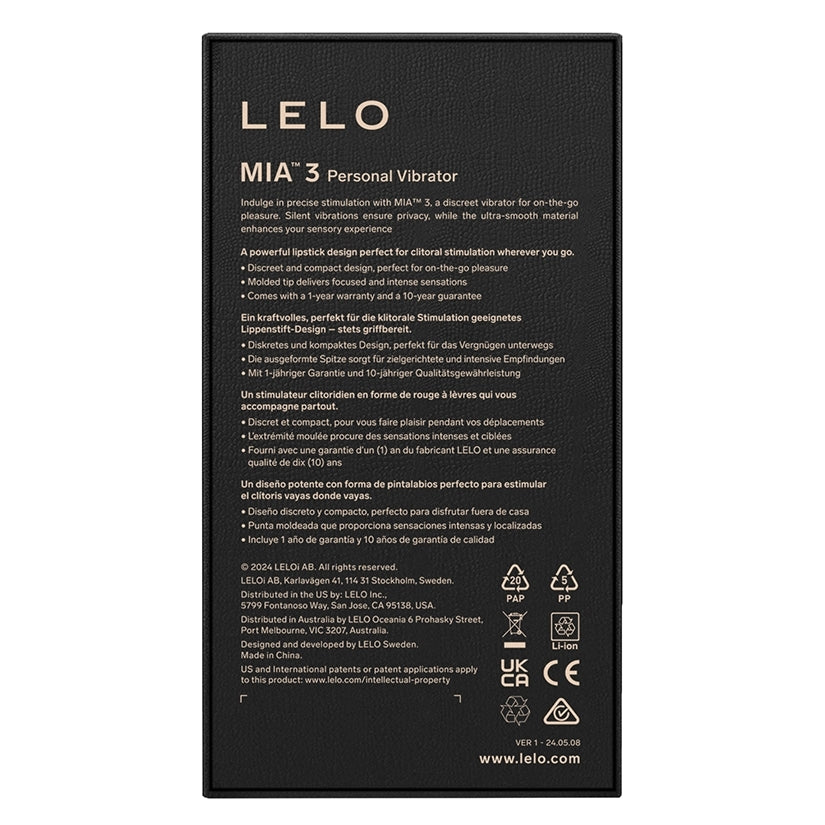 Lelo Mia 3-Black Rechargeable Silicone Bullet Vibrator
