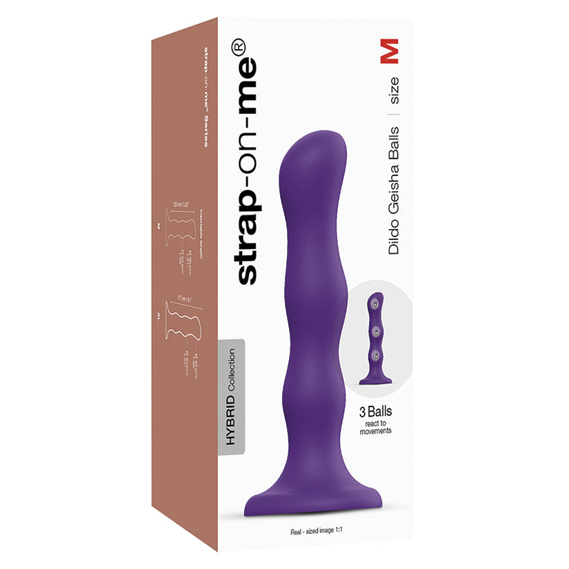 Strap On Me Geisha Dildo Attachment with Balls-Purple M Liquid Silicone Dildo