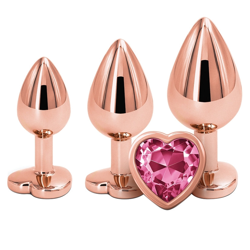 Rear Assets Heart Anal Plug Trainer Kit-Rose Gold
