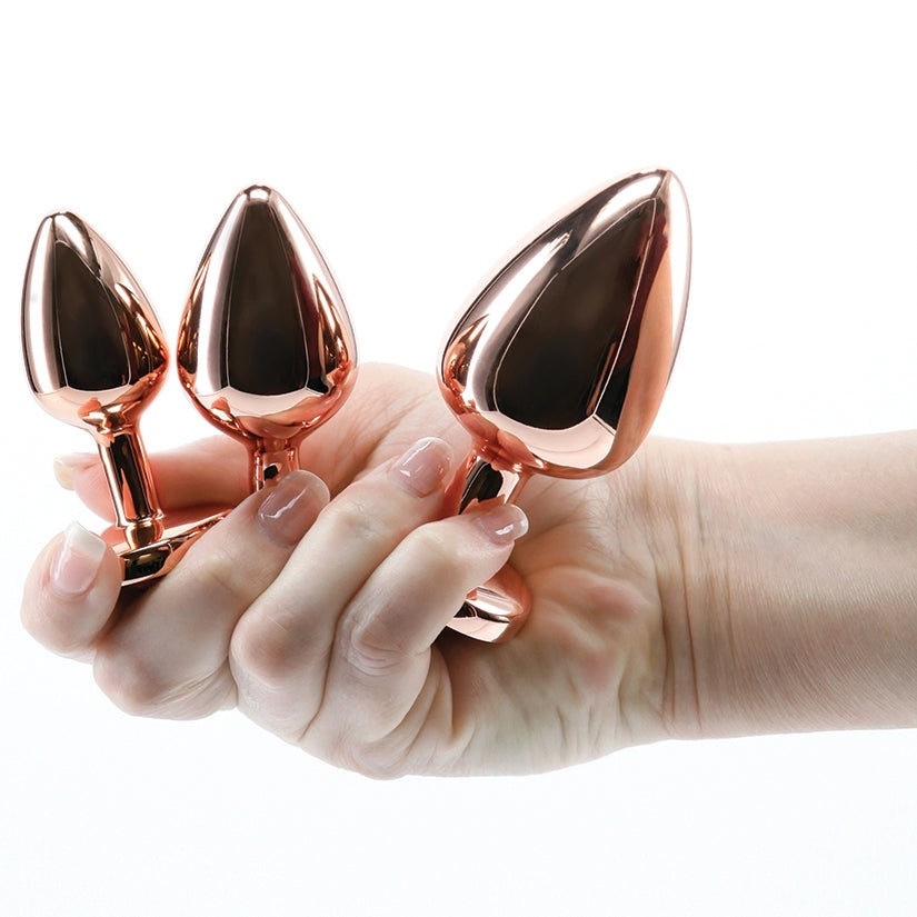 Rear Assets Heart Anal Plug Trainer Kit-Rose Gold