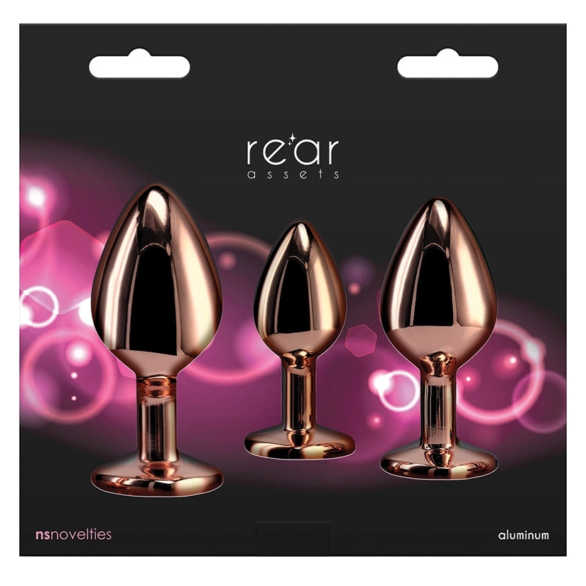 Rear Assets Heart Anal Plug Trainer Kit-Rose Gold