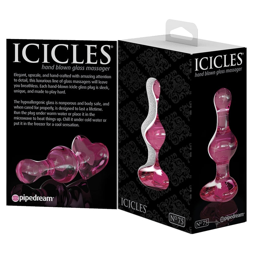 Icicles No.75 Heart Shaped Anal Plug-Pink