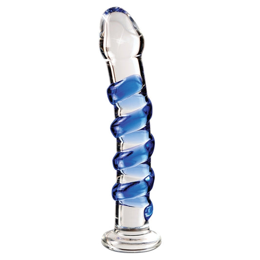 Icicles No.5-Blue Swirl 7"  Glass Dildo