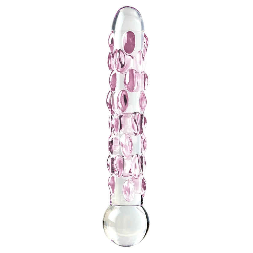 Icicles No.7-Pink Speckels 7" Glass Dildo