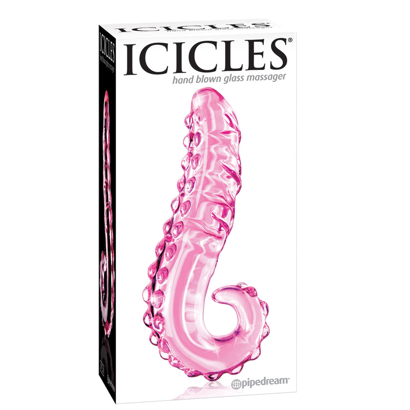 Icicles No.24-Pink 6" Textured Glass Dildo