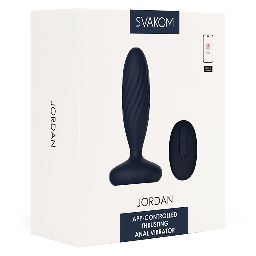 Svakom Jordan-Navy Blue Rechargeable Thrusting Anal Plug