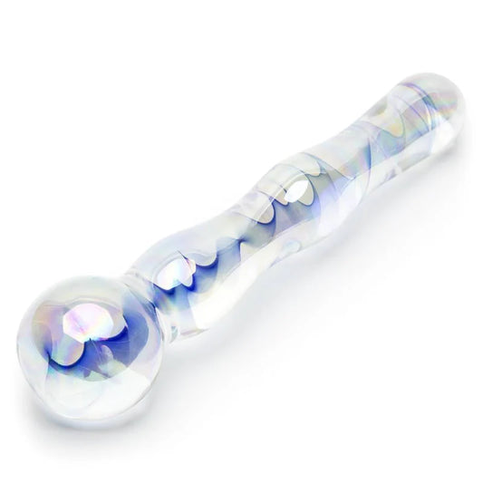 Icicles No.8-Blue Swirl 7" Glass Dildo