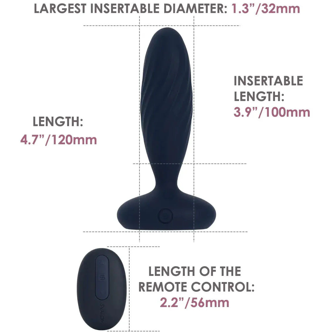 Svakom Jordan-Navy Blue Rechargeable Thrusting Anal Plug