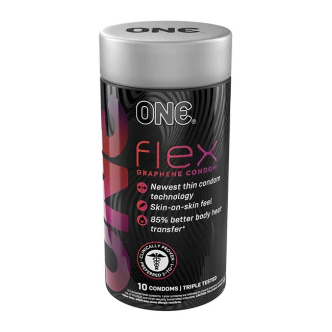 ONE Flex Condoms -Ultra-Thin, Flexible, Strong, and Pleasure-Enhancing, Vegan Latex, 10-Count