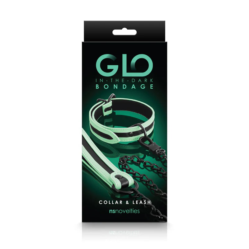 GLO Bondage Collar and Leash Glow In Dark