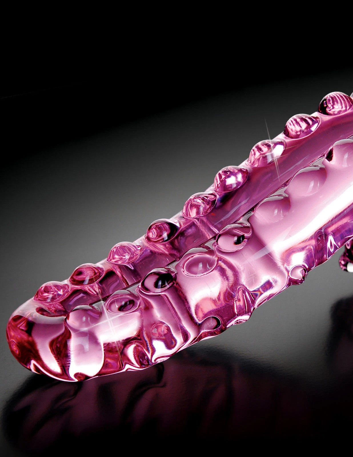 Icicles No.24-Pink 6" Textured Glass Dildo