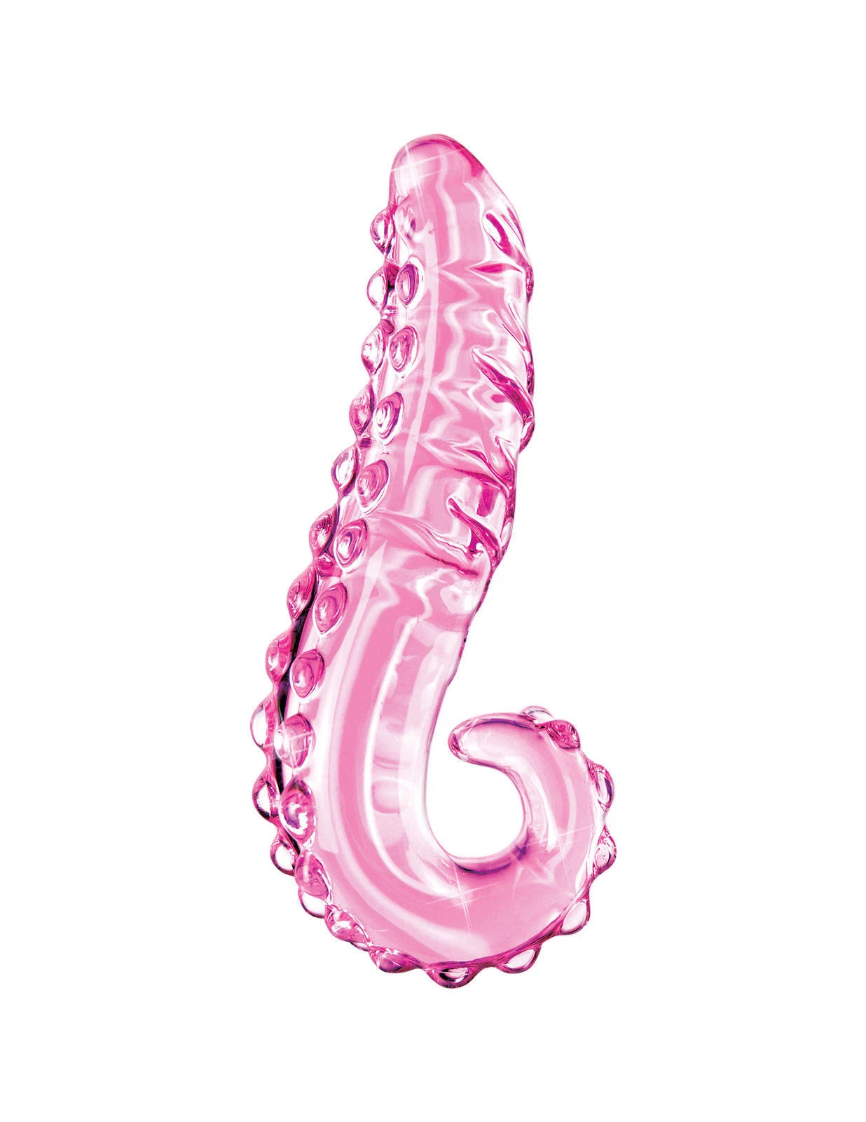 Icicles No.24-Pink 6" Textured Glass Dildo